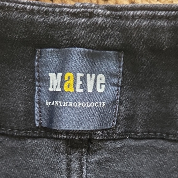 Anthro Maeve Colette Black Denim High-Rise Cropped Wide Leg Jeans - Size 33 - Picture 6 of 10